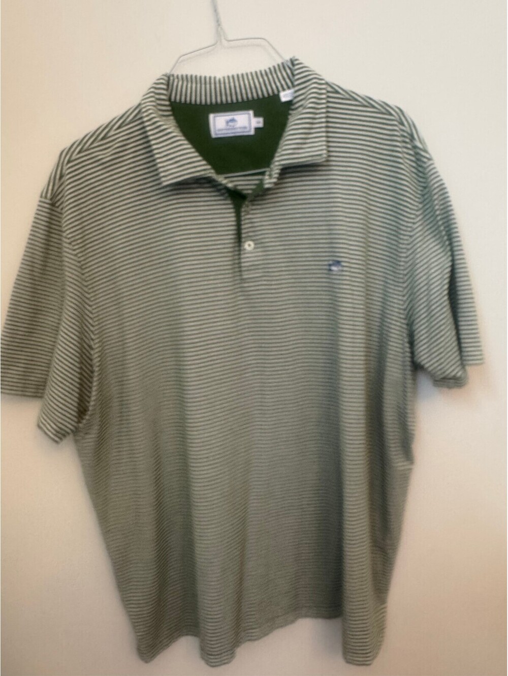 Southern Tide green striped polo shirt